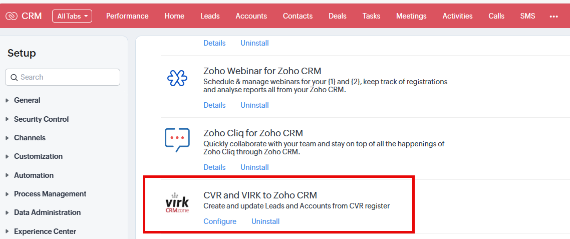 CRMzone CVR and Virk to Zoho CRM